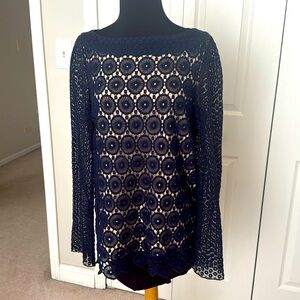 Tory Burch Navy Crochet Top